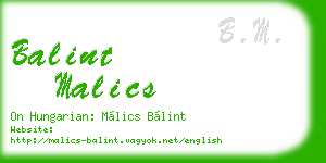 balint malics business card