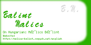 balint malics business card